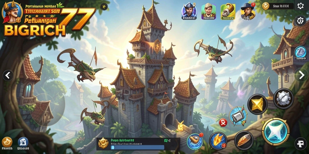 Tangkapan layar gameplay <strong>BIGRICH77</strong> menampilkan aksi seru dalam Tower Defense.