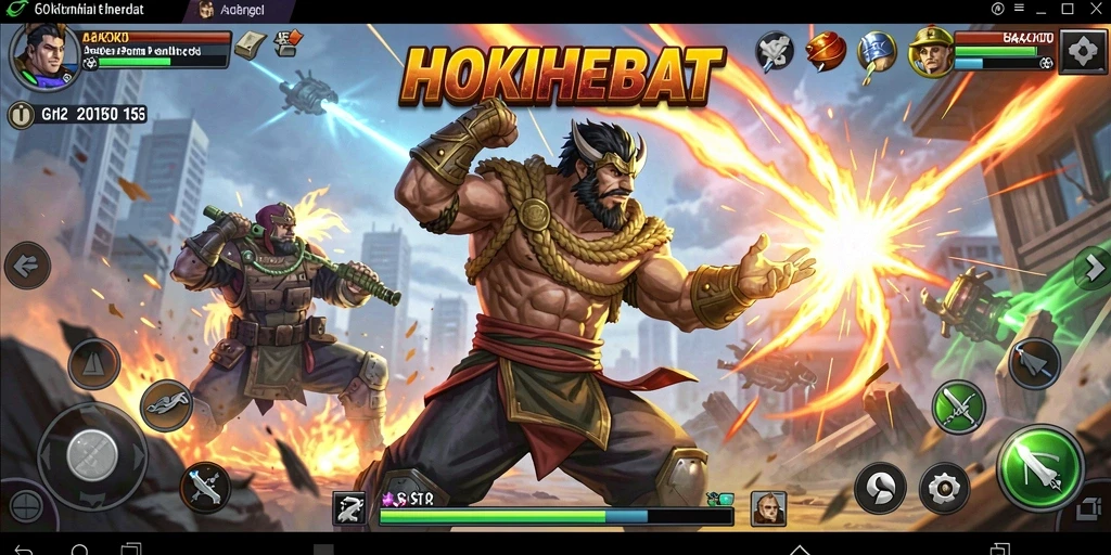 Screenshot HOKIHEBAT menampilkan aksi pertarungan yang mendebarkan.
