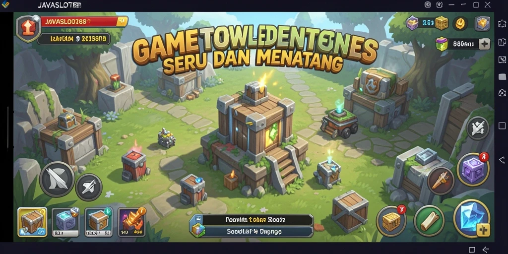 Tampilan gameplay menarik dari JAVASLOT88 dengan berbagai tower dan musuh.