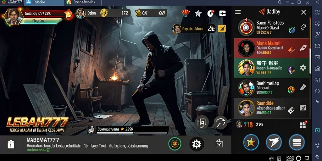 Screenshot gameplay menampilkan suasana menakutkan dalam LEBAH777.