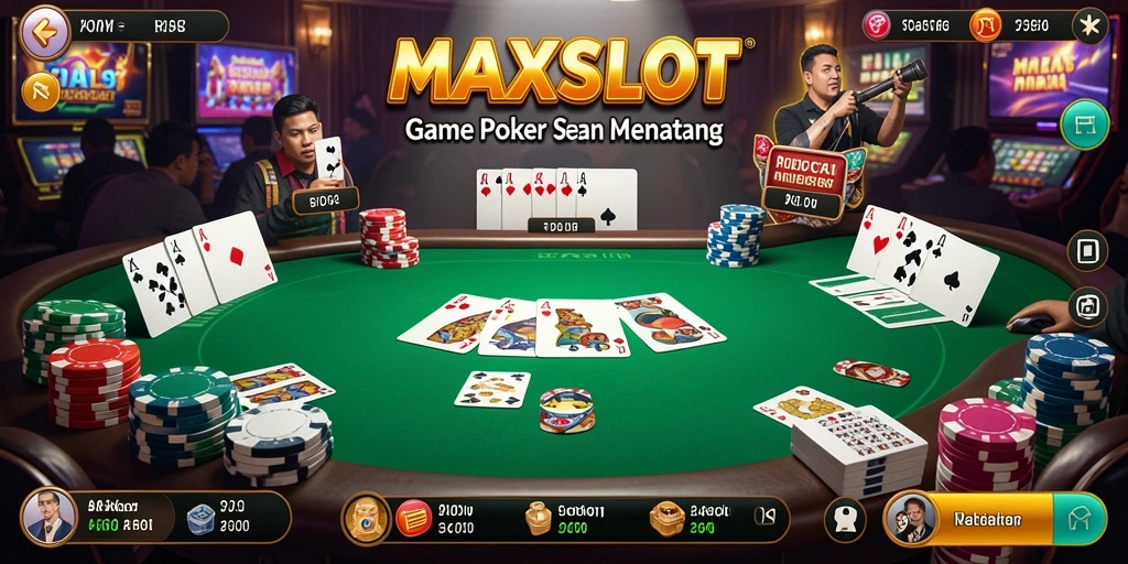 Tangkapan layar gameplay MAXSLOT menampilkan suasana poker yang seru dan mendebarkan.
