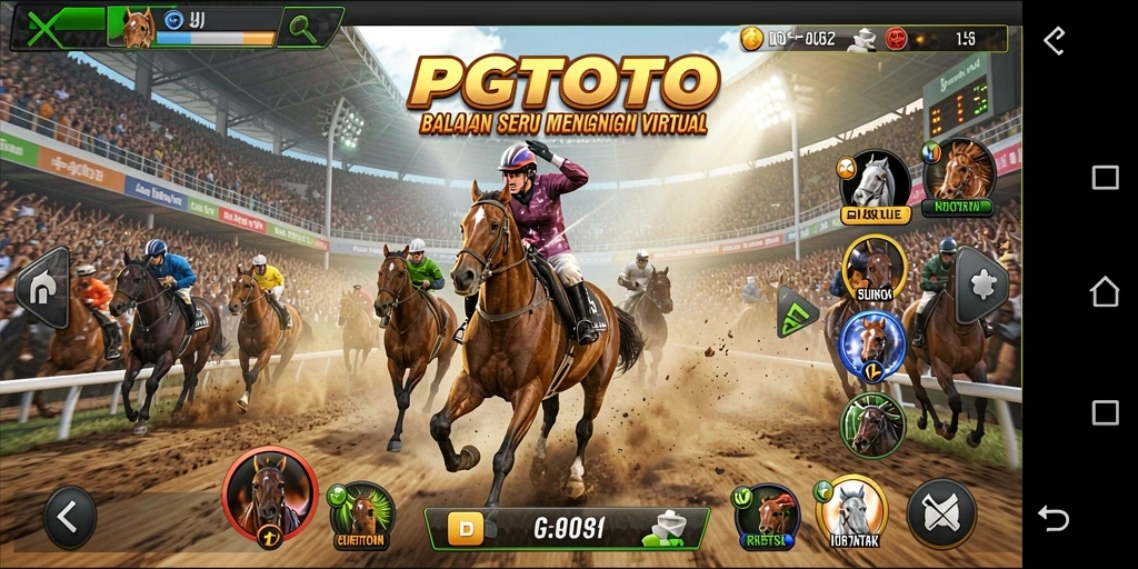 Tampilan gameplay PGTOTO dengan mobil balap yang melaju kencang di trek menantang.