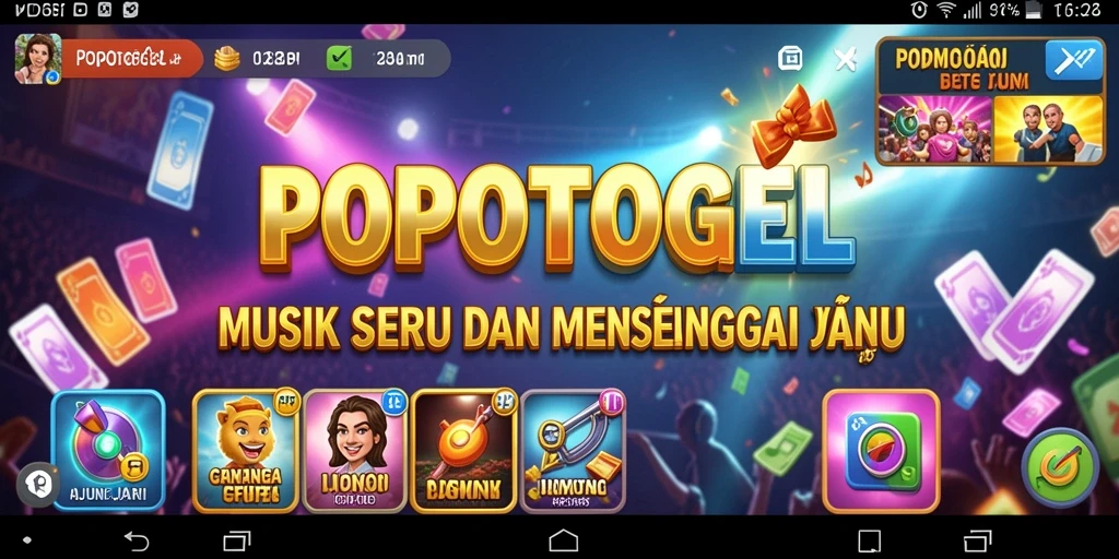 Tampilan aksi gameplay seru dengan lagu-lagu musik.