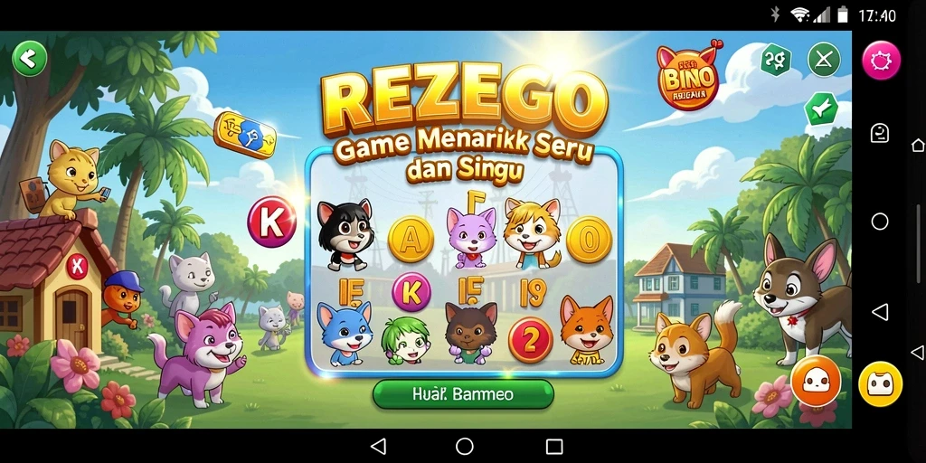 Tampilan seru gameplay REZEGO yang penuh warna dan interaktif.