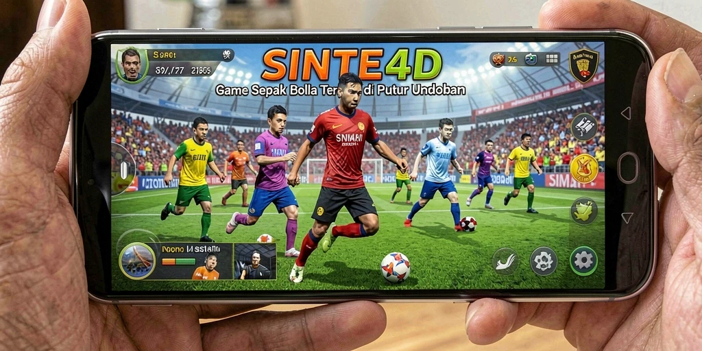 Gameplay SINTE4D menampilkan aksi sepak bola yang mendebarkan.