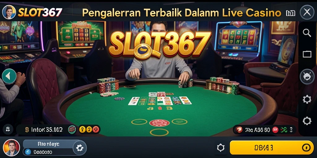 Screenshot gameplay SLOT367 yang menunjukkan dealer profesional dan interaksi langsung.